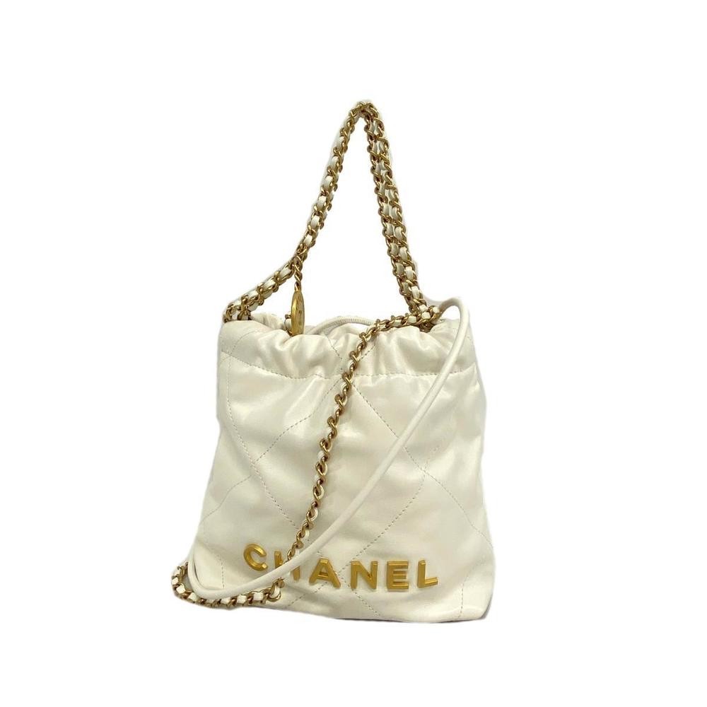 Chanel 22 2way Bag Chain Shoulder Leather White